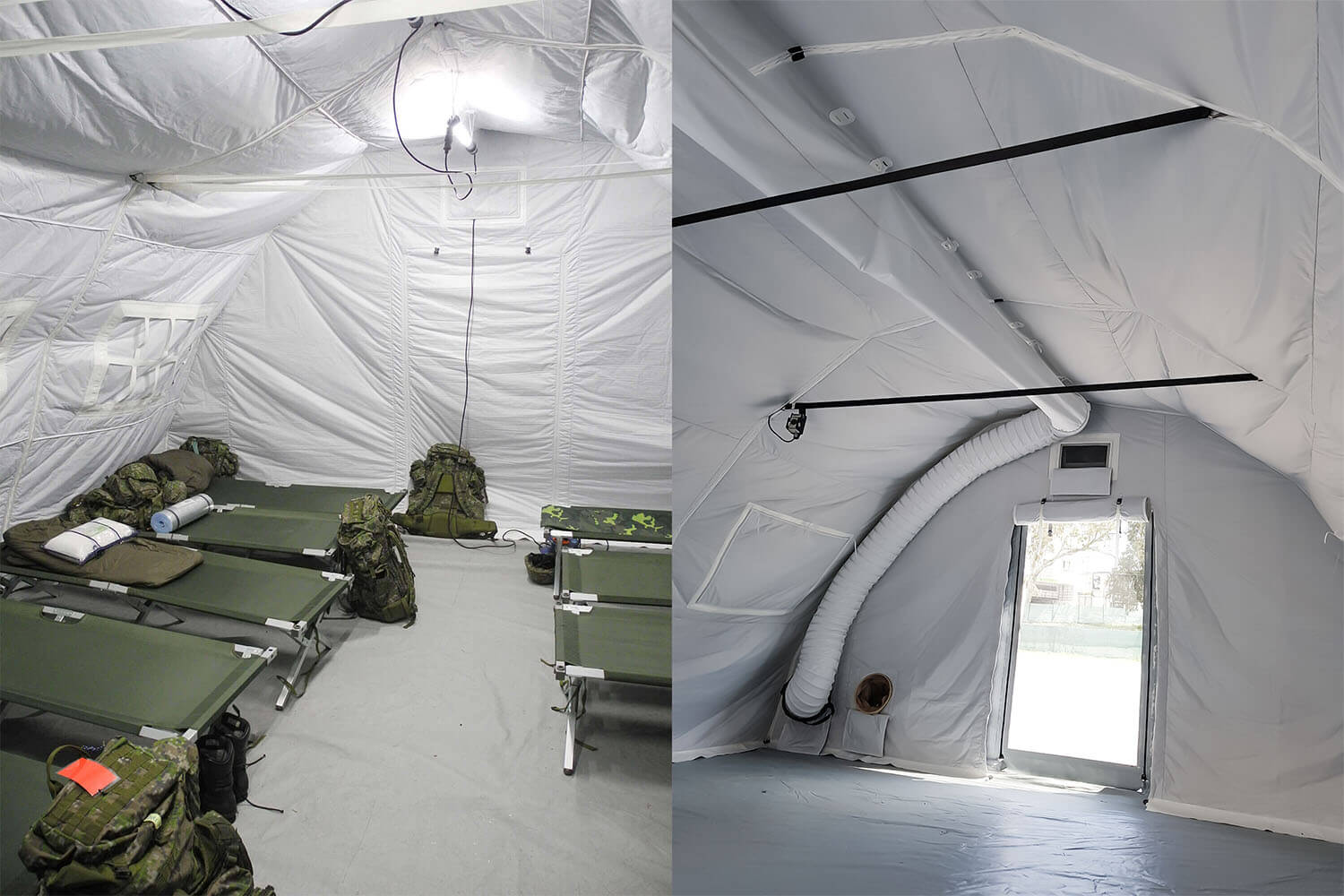 Interior of the rapid deploy heavy duty Nixus PRO inflatable military tent