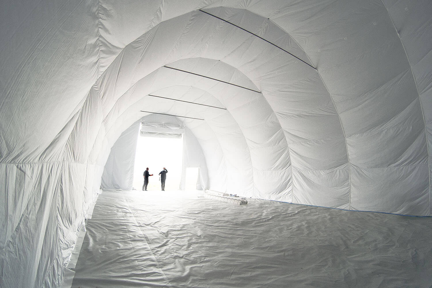 Large interior of the rapid deploy inflatable military tent Nixus RIBS