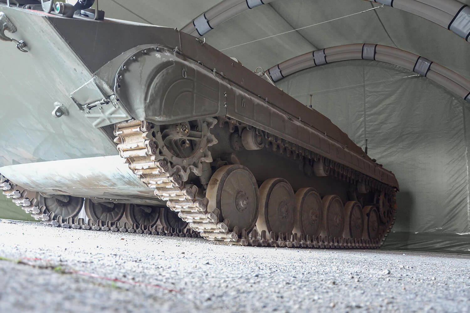 Tank in the inflatable military tent Nixus RIBS