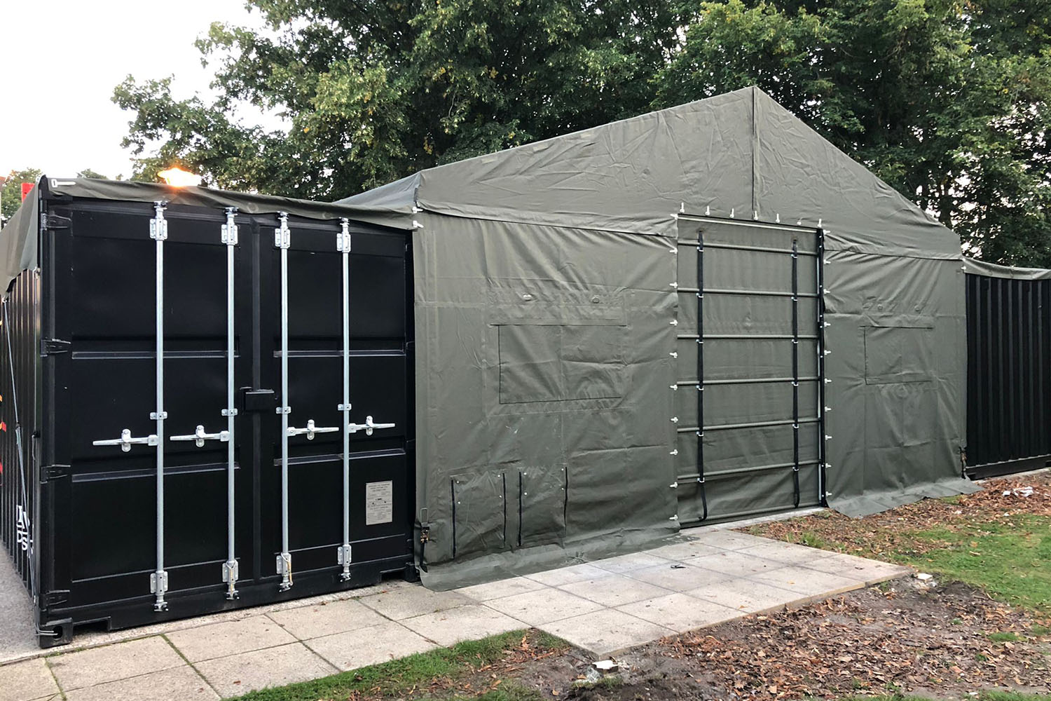 Rapid deploy military metal frame container roofing system Nixus PRO-ISO